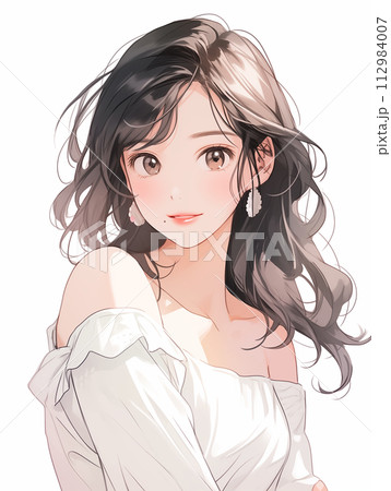 綺麗なボブヘアーのお姉さんのイラスト 水彩画風「AI生成画像」の