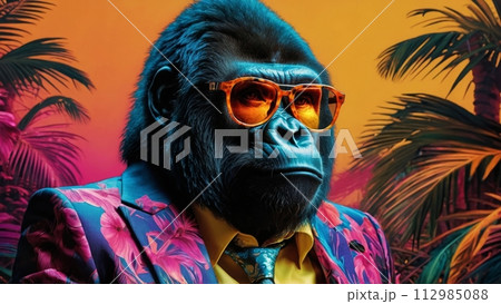 ビジネススーツを着たゴリラ,Generative AI AI画像 ビジネススーツを着たゴリラ,Generative AI AI画像 112985088