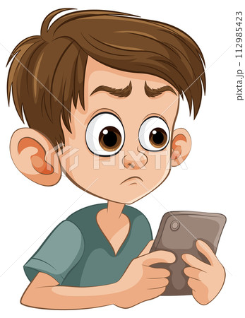 Boy with Smartphone Looking Confused Boy with Smartphone Looking Confused 112985423
