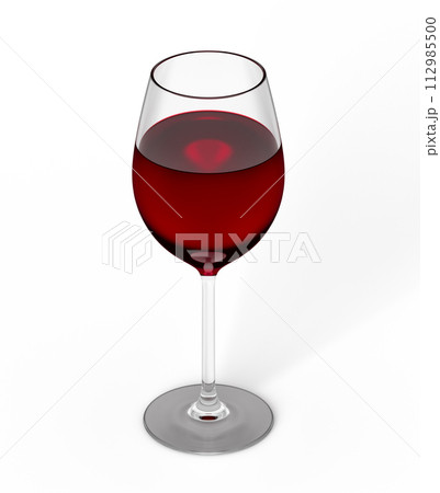 Red wine glass filled with beverage isolated 112985500