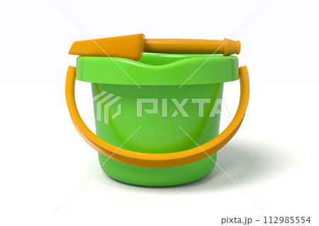 Green and orange plastic beach bucket Green and orange plastic beach bucket 112985554