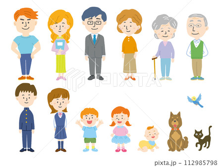 様々な年代の人々とペット 112985798