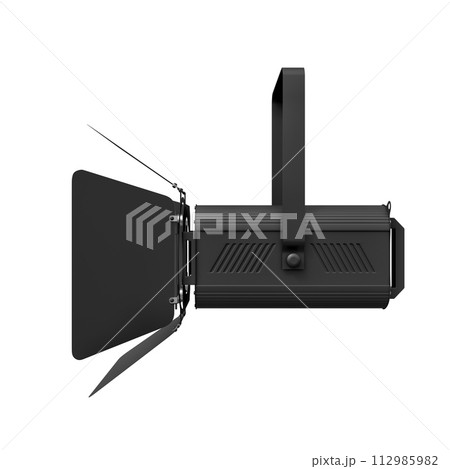 Side view of a studio light with barn doors Side view of a studio light with barn doors 112985982