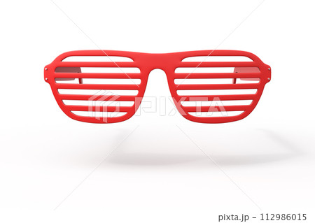 Isolated red shutter shades on a white backgrou 112986015