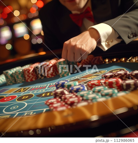 gambling roulette casino closeup 112986065