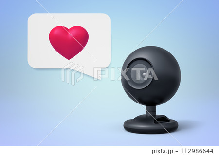 Webcam with a heart symbol in a speech bubble Webcam with a heart symbol in a speech bubble 112986644