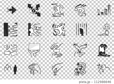 An illustration material set of icons representing feelings such as joy and disappointment when standing at a crossroads in life such as job hunting, taking entrance exams, changing jobs, etc. An illustration material set of icons representing feelings such as joy and disappointment when standing at a crossroads in life such as job hunting, taking entrance exams, changing jobs, etc. 112986646