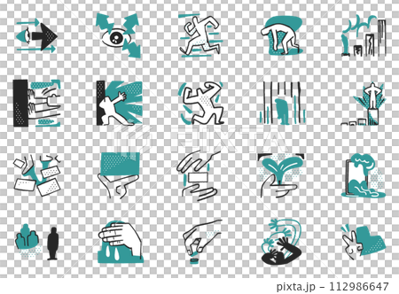 An illustration material set of icons representing feelings such as joy and disappointment when standing at a crossroads in life such as job hunting, taking entrance exams, changing jobs, etc. An illustration material set of icons representing feelings such as joy and disappointment when standing at a crossroads in life such as job hunting, taking entrance exams, changing jobs, etc. 112986647