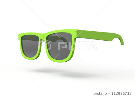 Bright green sunglasses isolated on white Bright green sunglasses isolated on white 112986733