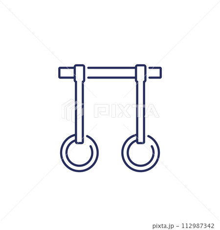 gymnastics rings and a bar line icon 112987342