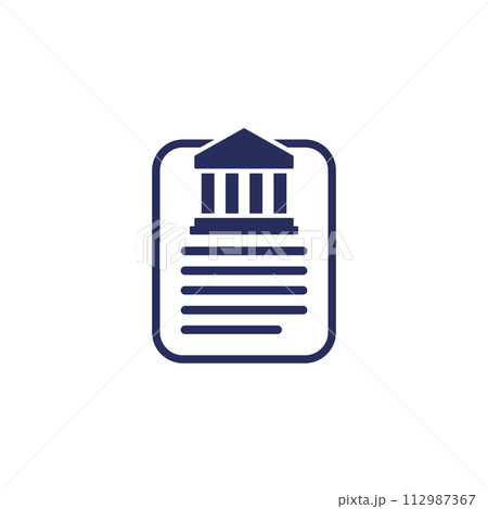 Bank document icon on white 112987367