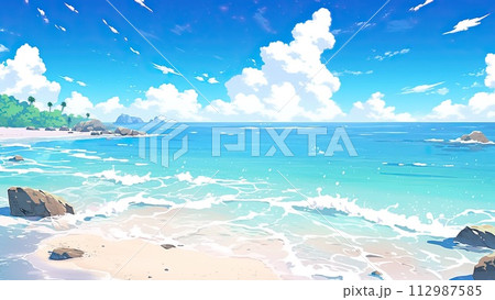 美しい夏のビーチ_3のイラスト素材 [112987585] - PIXTA