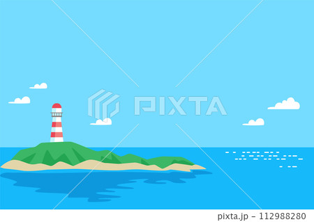 灯台のある島と海の風景 灯台のある島と海の風景 112988280