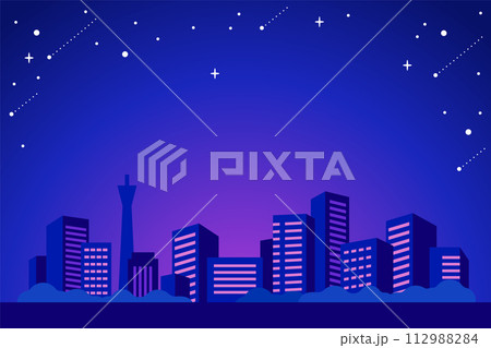 星空と夜の街並みの風景 星空と夜の街並みの風景 112988284