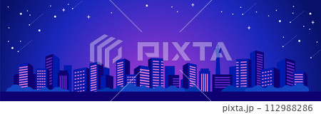 星空と夜の街並みの風景 112988286