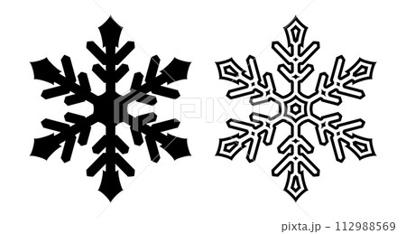冷凍のアイコン。雪や氷の結晶のマーク。シンプルなモノクロのシルエットイラスト。 冷凍のアイコン。雪や氷の結晶のマーク。シンプルなモノクロのシルエットイラスト。 112988569