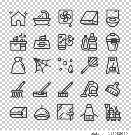 ハウスクリーニング 清掃業 アイコン セット 112988659