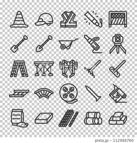工事用の道具・機材 アイコン セット 112988760