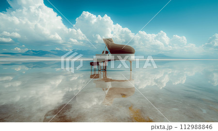 ウユニ塩湖にピアノ ウユニ塩湖にピアノ 112988846