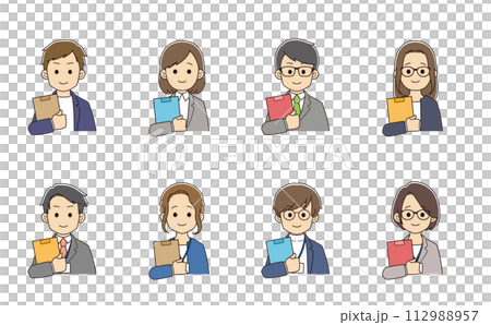 Young people in suits holding documents 112988957