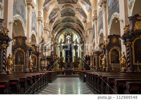 Interior of Strahov Monastery in historic town Prague, Central Bohemia, Czech Republic 112989548