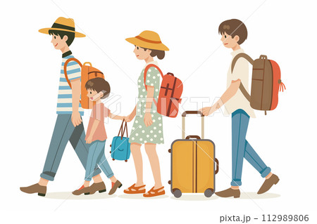 旅行に行く家族のイラスト 112989806