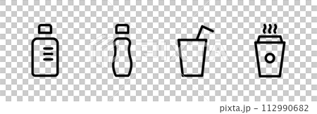 飲み物、ドリンクのアイコンセット。ベクターイラスト。 飲み物、ドリンクのアイコンセット。ベクターイラスト。 112990682