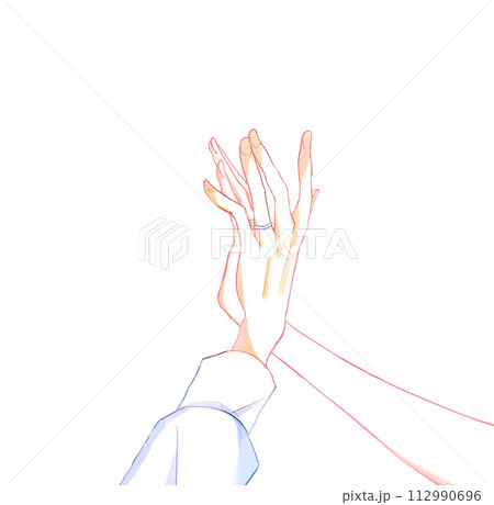 重なり合った男女の手　指輪 112990696