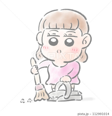 掃除　子供　水彩タッチ 112991014
