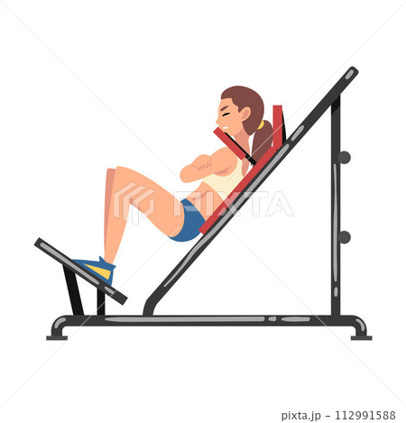 Woman Training on Shoulder Press Machine Vector Illustration Woman Training on Shoulder Press Machine Vector Illustration 112991588