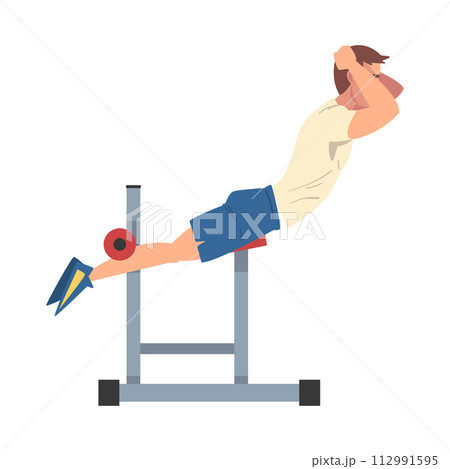 Man Training on Abdominal Crunch Bench Vector Illustration Man Training on Abdominal Crunch Bench Vector Illustration 112991595