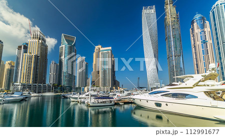 Dubai Marina tallest towers in Dubai timelapse hyperlapse 112991677
