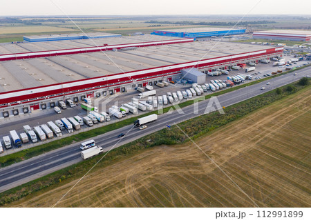 Aerial view of giant logistic center Aerial view of giant logistic center 112991899