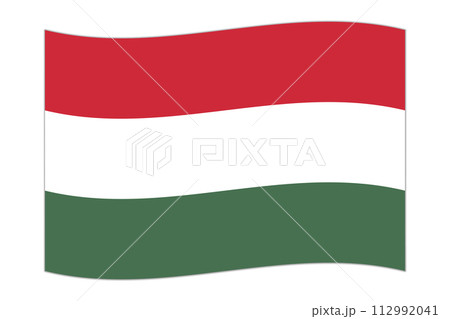 Waving flag of the country Hungary. Vector illustration. 112992041