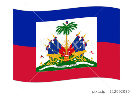 Waving flag of the country Haiti. Vector illustration. 112992050