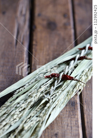 魔除けの稲穂 しめ飾りの材料 日本米 魔除けの稲穂 しめ飾りの材料 日本米 112992425
