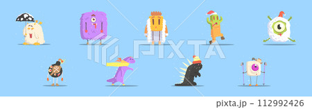 Winter Dressed Monsters in Funny Situation Vector Set Winter Dressed Monsters in Funny Situation Vector Set 112992426