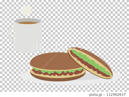 抹茶銅鑼燒和咖啡的插圖 112992637