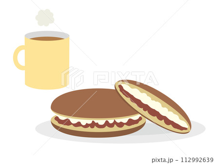 どら焼きとコーヒーのイラスト 112992639