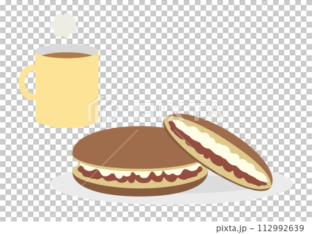 どら焼きとコーヒーのイラスト 112992639