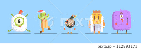Winter Dressed Monsters in Funny Situation Vector Set Winter Dressed Monsters in Funny Situation Vector Set 112993173