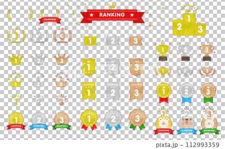手描き風ベクターのランキングアイコンセット 112993359