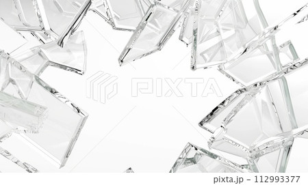 AI-generated content. Broken white crystal Ice Wall with Hole and Place For Your Text isolated on background. Ai generation 112993377
