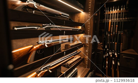 Wardrobe for weapons. safe storage of guns 112993618