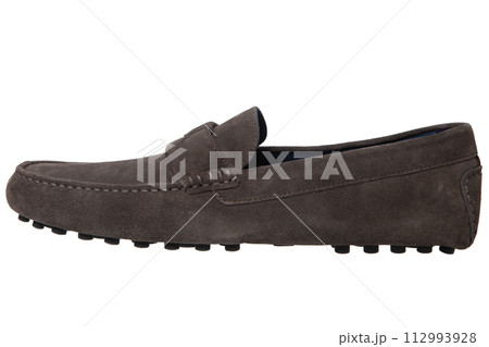 Dark Suede Moccasin Shoe, Side View Dark Suede Moccasin Shoe, Side View 112993928
