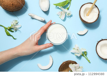 Coconut milk, concept of tasty and natural drink 112994380