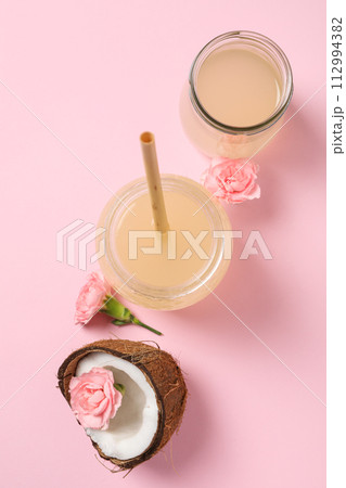 Coconut water, concept of tasty and natural coconut drink 112994382