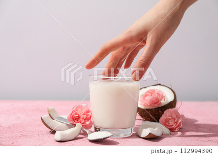 Coconut milk, concept of tasty and natural drink 112994390