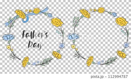 黄色いカーネーションの花、装飾、父の日のシンプルな手描きイラスト 112994787