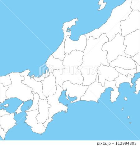 近畿地方・北陸地方・東海地方周辺のシンプルな白地図、県の境界入りのイラスト素材 [112994805] - PIXTA